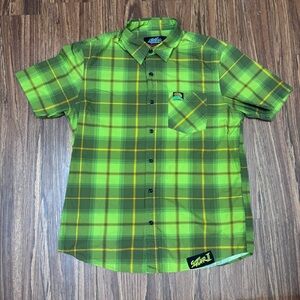 Street Fighter II x Middle of Beyond Blanka Plaid Button-Up Shirt Size M